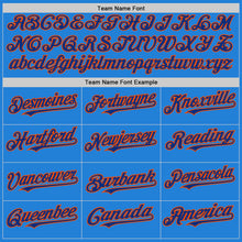 Load image into Gallery viewer, Custom Powder Blue Royal-Orange Bomber Full-Snap Varsity Letterman Hoodie Jacket