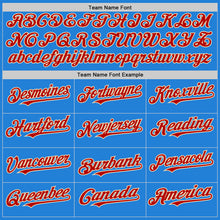 Load image into Gallery viewer, Custom Powder Blue Red-Cream Bomber Full-Snap Varsity Letterman Hoodie Jacket