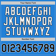 Load image into Gallery viewer, Custom Powder Blue Black-White Bomber Full-Snap Varsity Letterman Hoodie Jacket