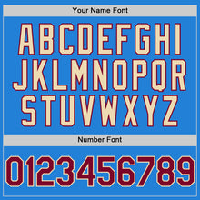 Load image into Gallery viewer, Custom Powder Blue Maroon-Cream Bomber Full-Snap Varsity Letterman Hoodie Jacket