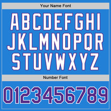 Load image into Gallery viewer, Custom Powder Blue Purple-White Bomber Full-Snap Varsity Letterman Hoodie Jacket