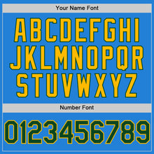 Load image into Gallery viewer, Custom Powder Blue Green-Gold Bomber Full-Snap Varsity Letterman Two Tone Hoodie Jacket