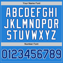 Load image into Gallery viewer, Custom Powder Blue Royal-White Bomber Full-Snap Varsity Letterman Two Tone Hoodie Jacket