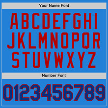 Load image into Gallery viewer, Custom Powder Blue Royal-Red Bomber Full-Snap Varsity Letterman Two Tone Hoodie Jacket