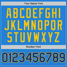 Load image into Gallery viewer, Custom Powder Blue Royal-Yellow Bomber Full-Snap Varsity Letterman Two Tone Hoodie Jacket