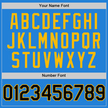 Load image into Gallery viewer, Custom Powder Blue Black-Gold Bomber Full-Snap Varsity Letterman Two Tone Hoodie Jacket