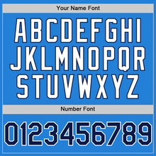 Load image into Gallery viewer, Custom Powder Blue Navy-White Bomber Full-Snap Varsity Letterman Two Tone Hoodie Jacket