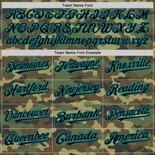 Load image into Gallery viewer, Custom Camo Black-Teal Bomber Full-Snap Varsity Letterman Salute To Service Hoodie Jacket