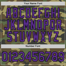 Load image into Gallery viewer, Custom Camo Purple-Black Bomber Full-Snap Varsity Letterman Salute To Service Hoodie Jacket