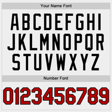 Load image into Gallery viewer, Custom White Red-Black Bomber Full-Snap Varsity Letterman Hoodie Jacket