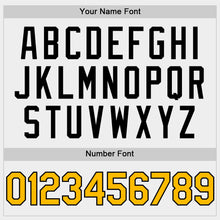 Load image into Gallery viewer, Custom White Gold-Black Bomber Full-Snap Varsity Letterman Hoodie Jacket