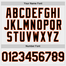 Load image into Gallery viewer, Custom White Black-Orange Bomber Full-Snap Varsity Letterman Hoodie Jacket