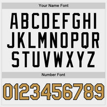 Load image into Gallery viewer, Custom White Old Gold-Black Bomber Full-Snap Varsity Letterman Hoodie Jacket