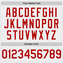 Load image into Gallery viewer, Custom White Red Bomber Full-Snap Varsity Letterman Hoodie Jacket