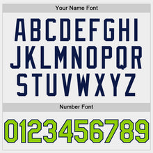 Load image into Gallery viewer, Custom White Neon Green-Navy Bomber Full-Snap Varsity Letterman Hoodie Jacket