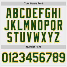 Load image into Gallery viewer, Custom White Green-Gold Bomber Full-Snap Varsity Letterman Hoodie Jacket