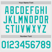 Load image into Gallery viewer, Custom White Aqua Bomber Full-Snap Varsity Letterman Hoodie Jacket