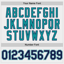 Load image into Gallery viewer, Custom White Navy Gray-Teal Bomber Full-Snap Varsity Letterman Hoodie Jacket