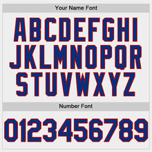 Load image into Gallery viewer, Custom White Royal-Red Bomber Full-Snap Varsity Letterman Hoodie Jacket