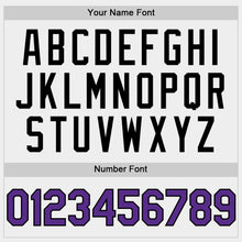 Load image into Gallery viewer, Custom White Purple-Black Bomber Full-Snap Varsity Letterman Hoodie Jacket