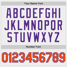 Load image into Gallery viewer, Custom White Orange-Purple Bomber Full-Snap Varsity Letterman Hoodie Jacket