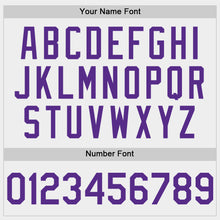 Load image into Gallery viewer, Custom White Purple Bomber Full-Snap Varsity Letterman Hoodie Jacket