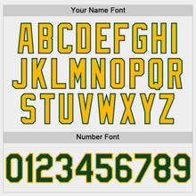 Load image into Gallery viewer, Custom White Green-Gold Bomber Full-Snap Varsity Letterman Two Tone Hoodie Jacket