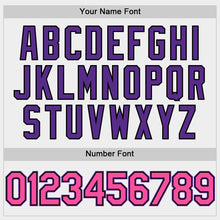 Load image into Gallery viewer, Custom White Pink Black-Purple Bomber Full-Snap Varsity Letterman Two Tone Hoodie Jacket