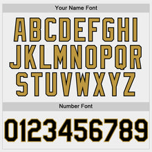 Load image into Gallery viewer, Custom White Black-Old Gold Bomber Full-Snap Varsity Letterman Two Tone Hoodie Jacket