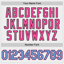 Load image into Gallery viewer, Custom White Light Blue Black-Pink Bomber Full-Snap Varsity Letterman Two Tone Hoodie Jacket