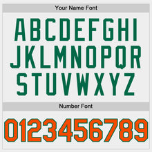 Load image into Gallery viewer, Custom White Orange-Kelly Green Bomber Full-Snap Varsity Letterman Two Tone Hoodie Jacket