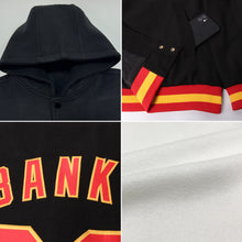 Load image into Gallery viewer, Custom White Kelly Green-Red Bomber Full-Snap Varsity Letterman Two Tone Hoodie Jacket