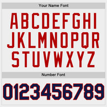 Load image into Gallery viewer, Custom White Navy-Red Bomber Full-Snap Varsity Letterman Two Tone Hoodie Jacket