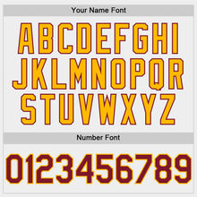 Load image into Gallery viewer, Custom White Crimson-Gold Bomber Full-Snap Varsity Letterman Two Tone Hoodie Jacket