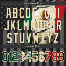 Load image into Gallery viewer, Custom Black Vintage Mexican Flag Cream-Gray Mexico 3D Bomber Full-Snap Varsity Letterman Hoodie Jacket