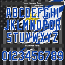 Load image into Gallery viewer, Custom Black Thunder Blue-Gray Uruguay Uruguayan Flag 3D Bomber Full-Snap Varsity Letterman Hoodie Jacket