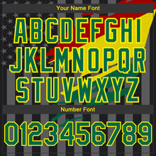 Load image into Gallery viewer, Custom Black Kelly Green Light Yellow-Gray Bolivia Bolivian Flag 3D Bomber Full-Snap Varsity Letterman Hoodie Jacket