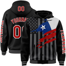 Load image into Gallery viewer, Custom Black Red-Gray Chile Chilean Flag 3D Bomber Full-Snap Varsity Letterman Hoodie Jacket
