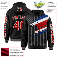 Load image into Gallery viewer, Custom Black Red-Gray Costa Rica Costa Rican Flag 3D Bomber Full-Snap Varsity Letterman Hoodie Jacket