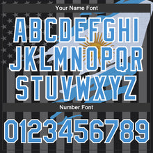 Load image into Gallery viewer, Custom Black Light Blue-Gray Guatemala Guatemalan Flag 3D Bomber Full-Snap Varsity Letterman Hoodie Jacket