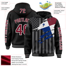 Load image into Gallery viewer, Custom Black Crimson-Gray Panama Panamanian Flag 3D Bomber Full-Snap Varsity Letterman Hoodie Jacket