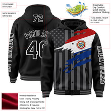 Load image into Gallery viewer, Custom Black Gray-White Paraguay Paraguayan Flag 3D Bomber Full-Snap Varsity Letterman Hoodie Jacket