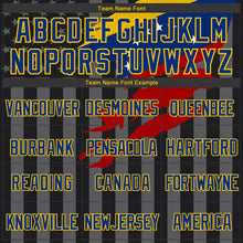 Load image into Gallery viewer, Custom Black Royal Yellow-Gray Venezuela Venezuelan Flag 3D Bomber Full-Snap Varsity Letterman Hoodie Jacket