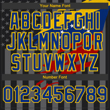 Load image into Gallery viewer, Custom Black Royal Yellow-Gray Venezuela Venezuelan Flag 3D Bomber Full-Snap Varsity Letterman Hoodie Jacket