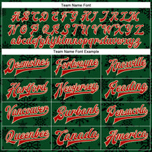 Load image into Gallery viewer, Custom Green Red-Cream Christmas 3D Bomber Full-Snap Varsity Letterman Jacket