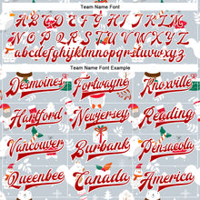 Load image into Gallery viewer, Custom Silver Red-White Christmas 3D Bomber Full-Snap Varsity Letterman Jacket