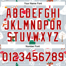 Load image into Gallery viewer, Custom Silver Red-White Christmas 3D Bomber Full-Snap Varsity Letterman Jacket