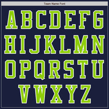 Load image into Gallery viewer, Custom Navy Neon Green-White Bomber Varsity Letterman Zipper Jacket