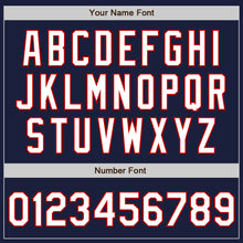 Load image into Gallery viewer, Custom Navy White-Red Bomber Varsity Letterman Zipper Jacket