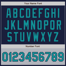 Load image into Gallery viewer, Custom Navy Teal-Gray Bomber Varsity Letterman Two Tone Zipper Jacket